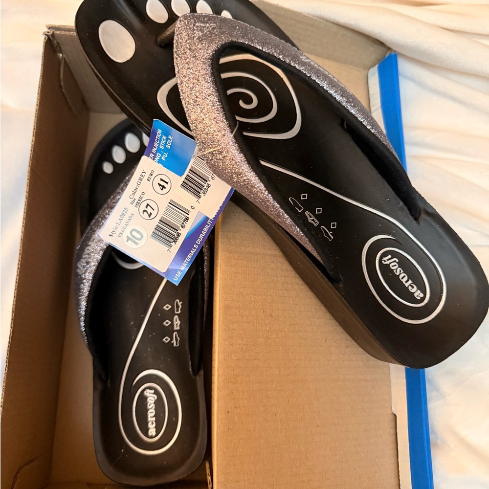 Aerosoft Women's Orthotic Arch Supportive Flip Flops Sandals (US 10, Grey)